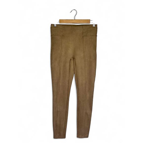 Spanx Women's High Waist Faux Suede Size Leggings S Taupe Camel Brown Microfiber - Picture 2 of 12